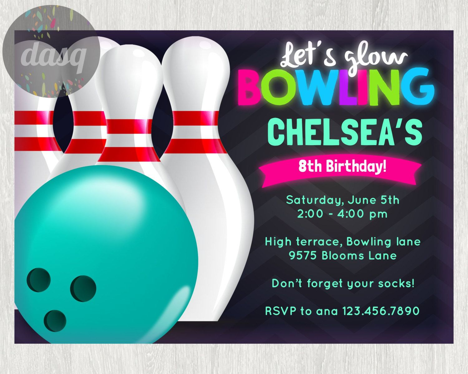 Awesome Free Template Free Printable Bowling Birthday Invitations for sizing 1500 X 1200