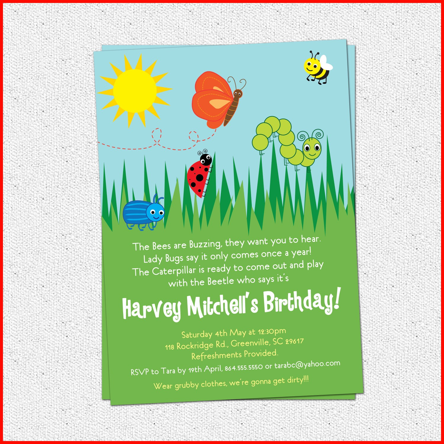 Awesome Insect Birthday Party Invitations Image Of Birthday with proportions 1500 X 1500