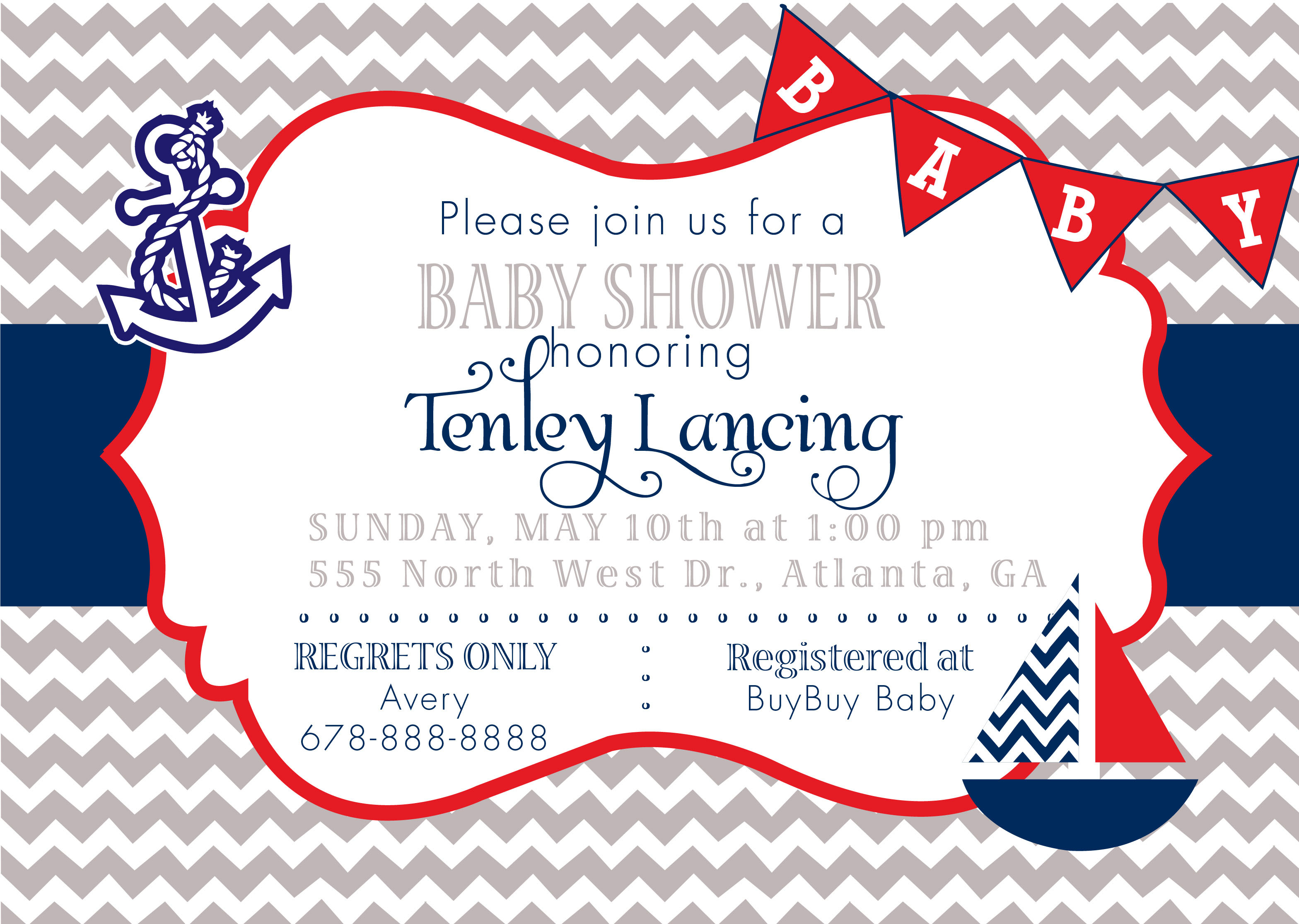 Awesome Nautical Ba Shower Invitations Templates And Best for dimensions 3136 X 2232