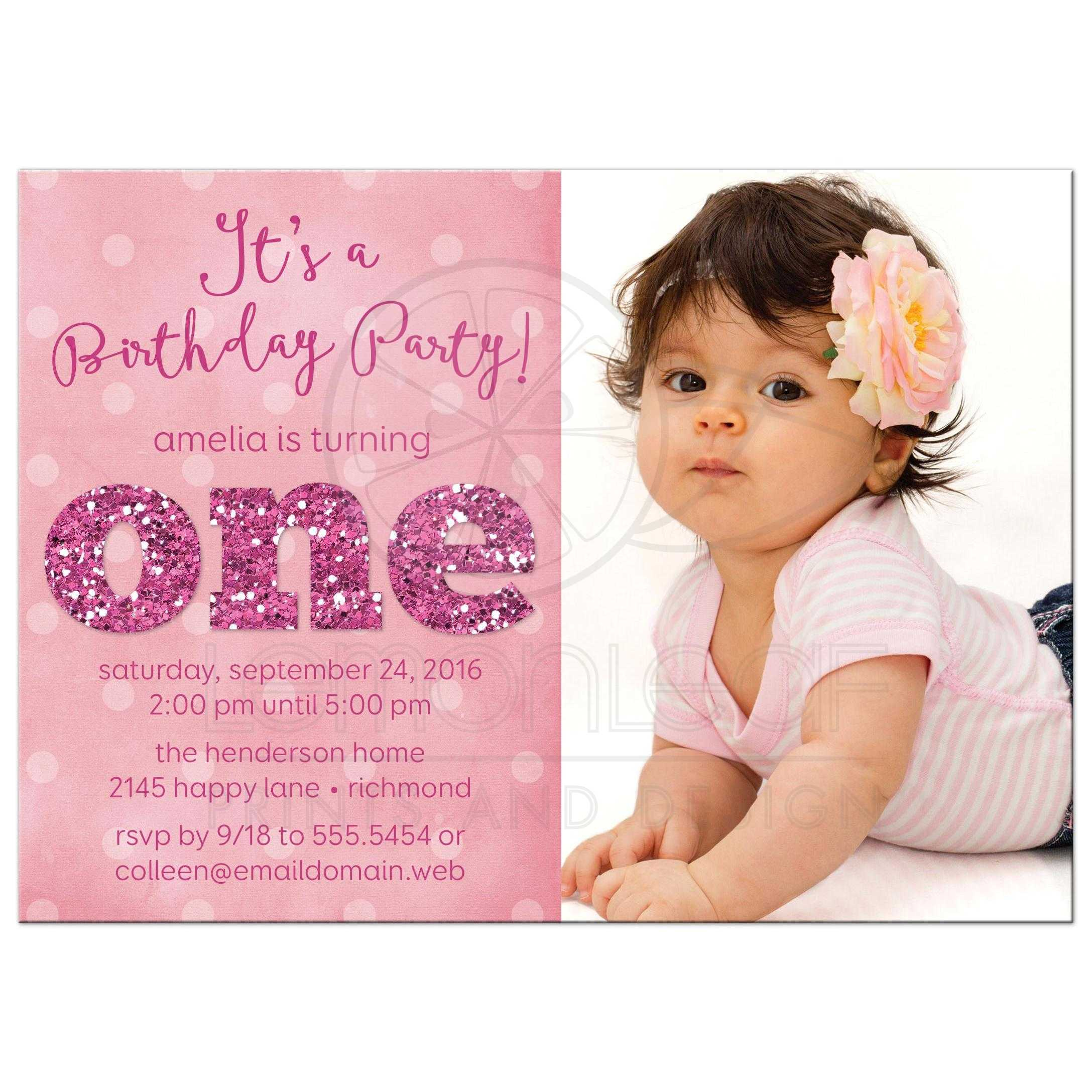 Ba Girl 1st Birthday Invitation Templates Template Business inside sizing 2175 X 2175