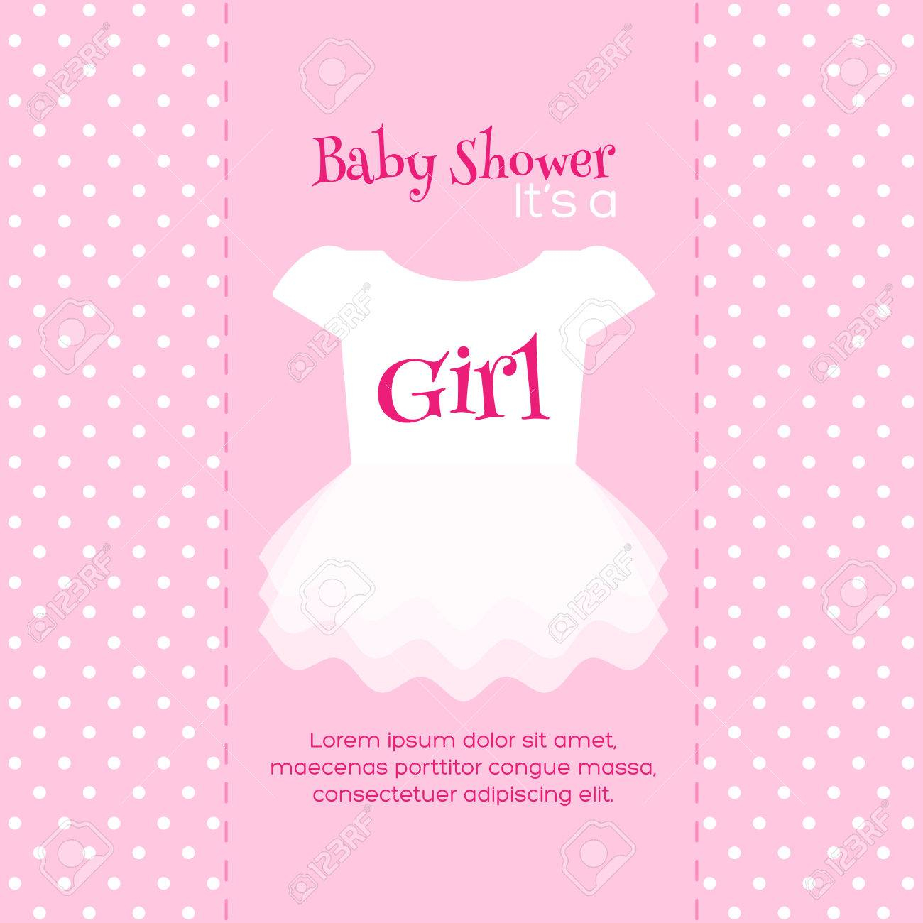 Ba Girl Shower Invitation Card Pink Template Royalty Free pertaining to size 1300 X 1300