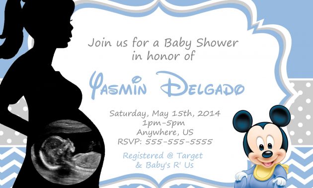 Ba Mickey Mouse Ba Shower Sonogram Invitation 899 Ba intended for measurements 2450 X 1750