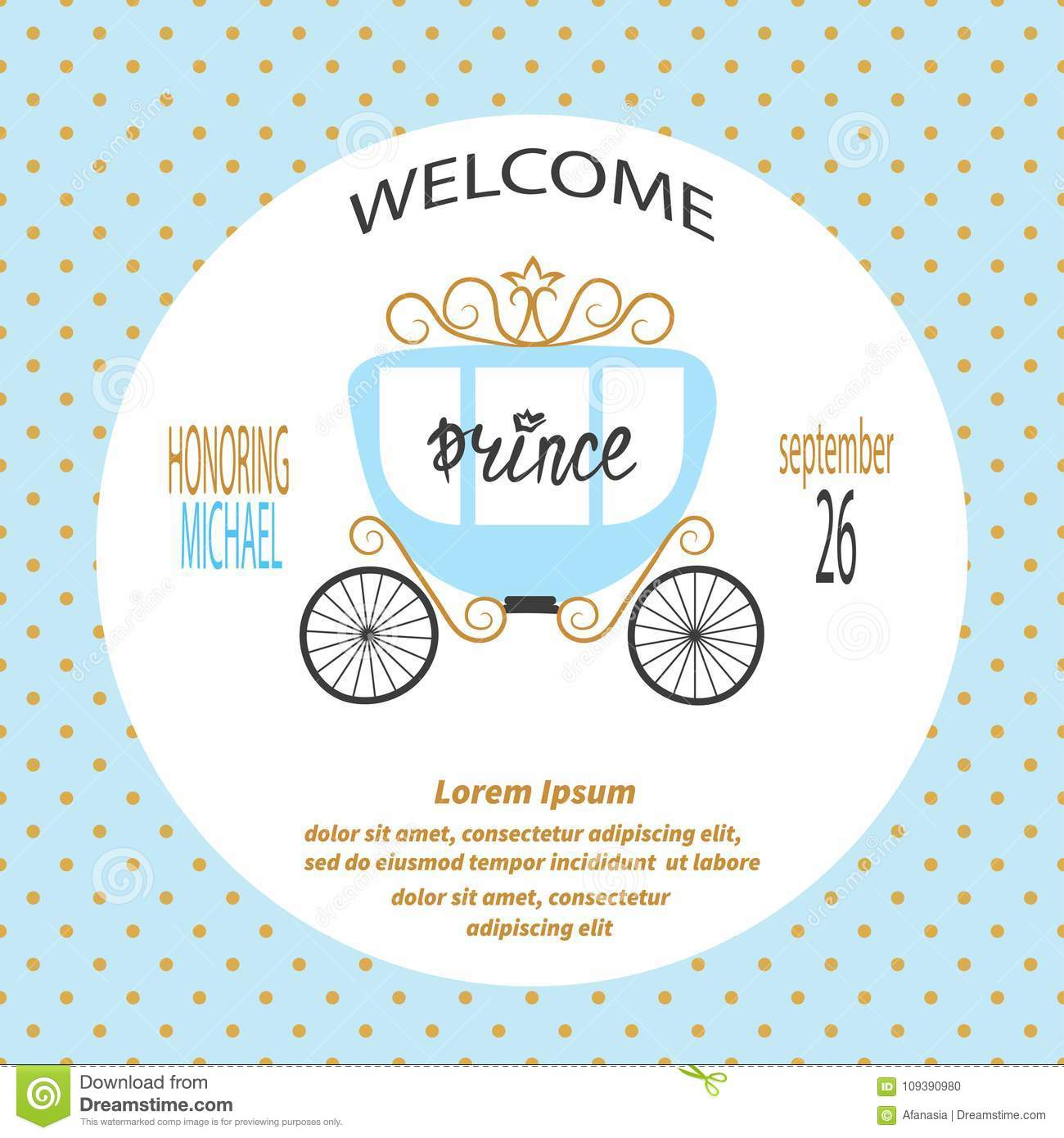 Ba Shower Boy Vector Invitation Card Design With Prince Carriage inside proportions 1300 X 1390