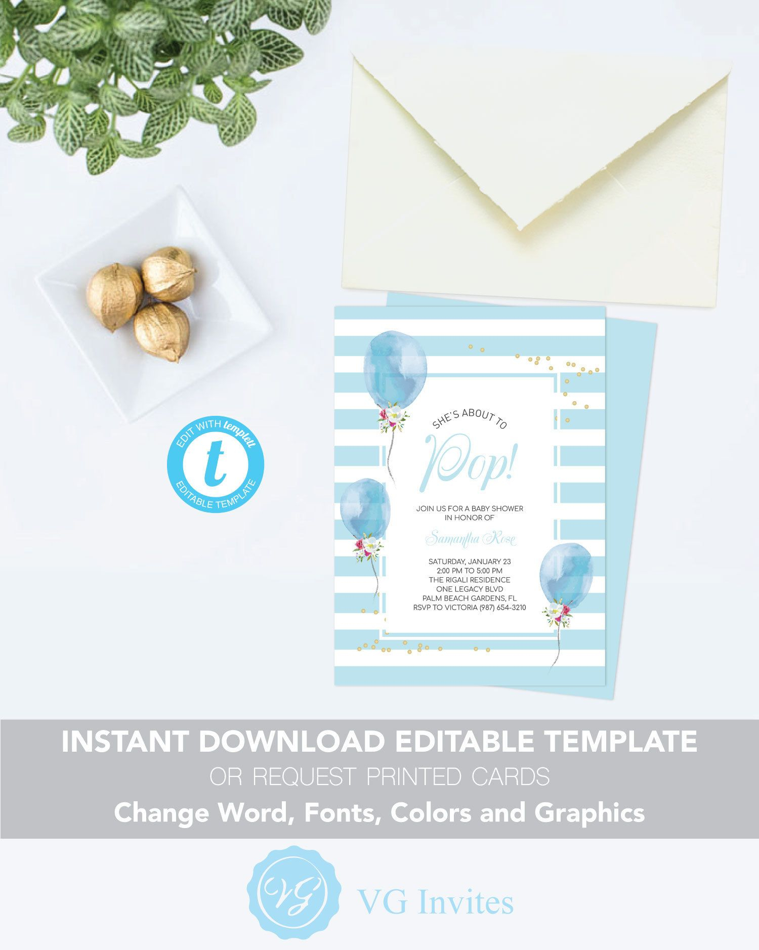 Ba Shower Invitation Boy Ready To Pop Printable Template Light for proportions 1500 X 1878