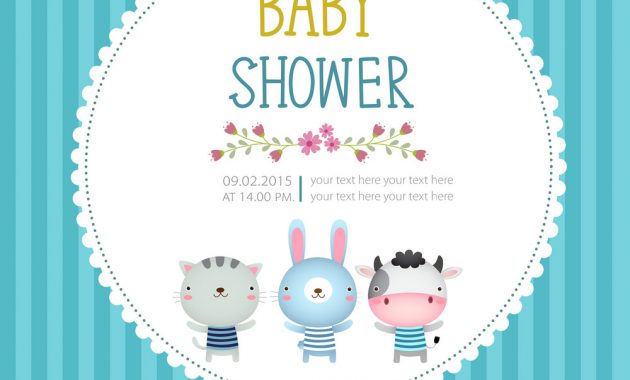 Ba Shower Invitation Card Template On Blue Vector Image pertaining to proportions 1000 X 1080