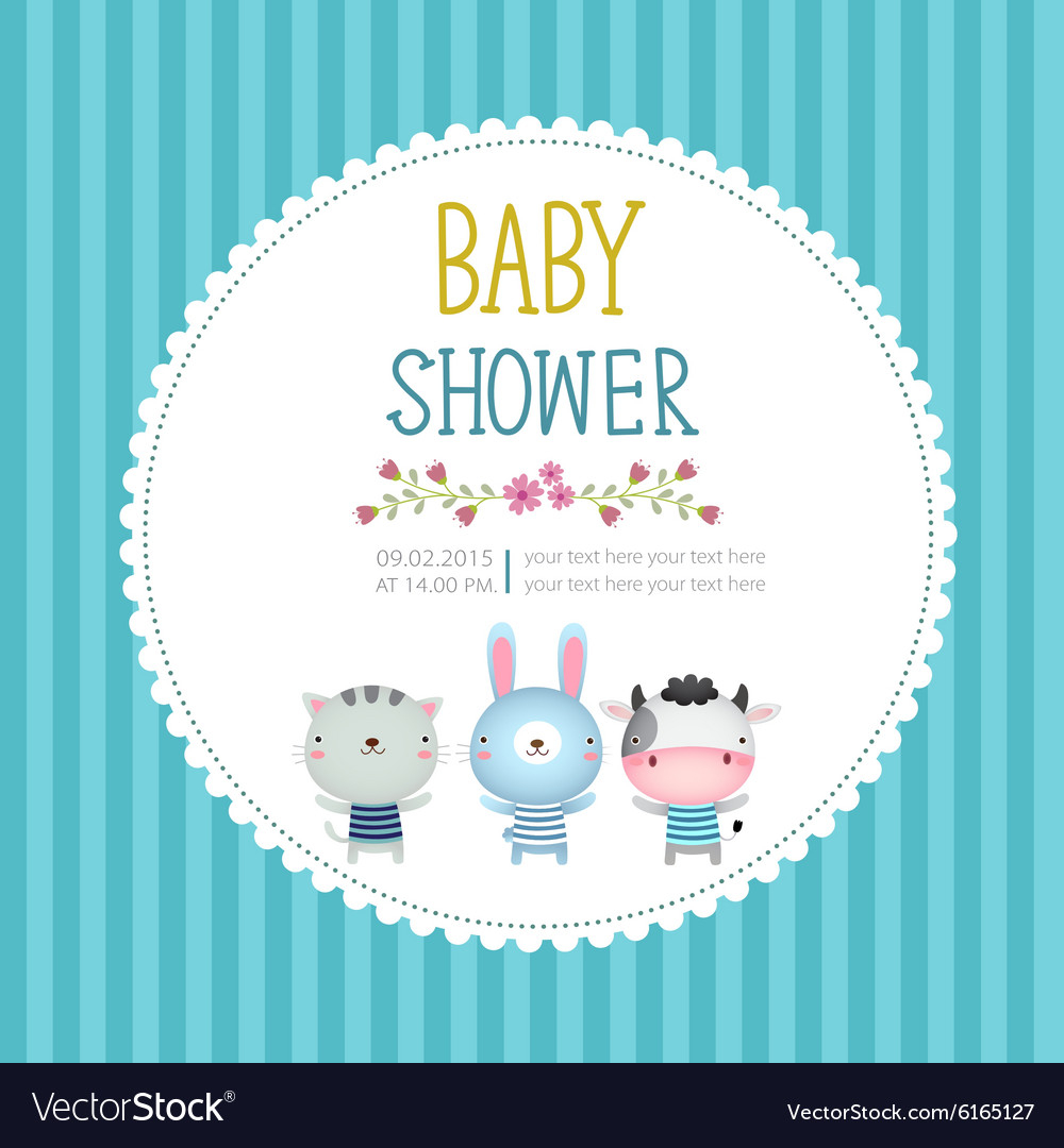 Ba Shower Invitation Card Template On Blue Vector Image pertaining to proportions 1000 X 1080