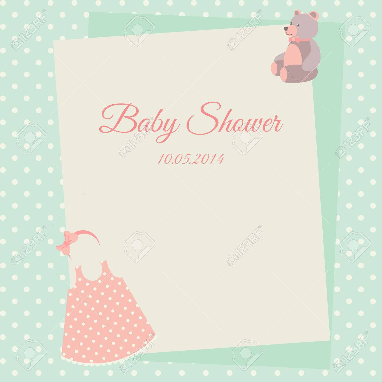 Ba Shower Invitation Card Template With Dress And Teddy Bear within dimensions 1300 X 1300