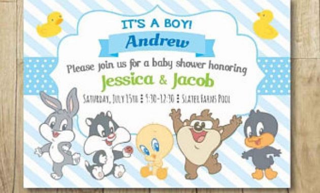 Ba Shower Invitation Looney Tunes Ba Shower Home Design Ideas regarding size 1024 X 813