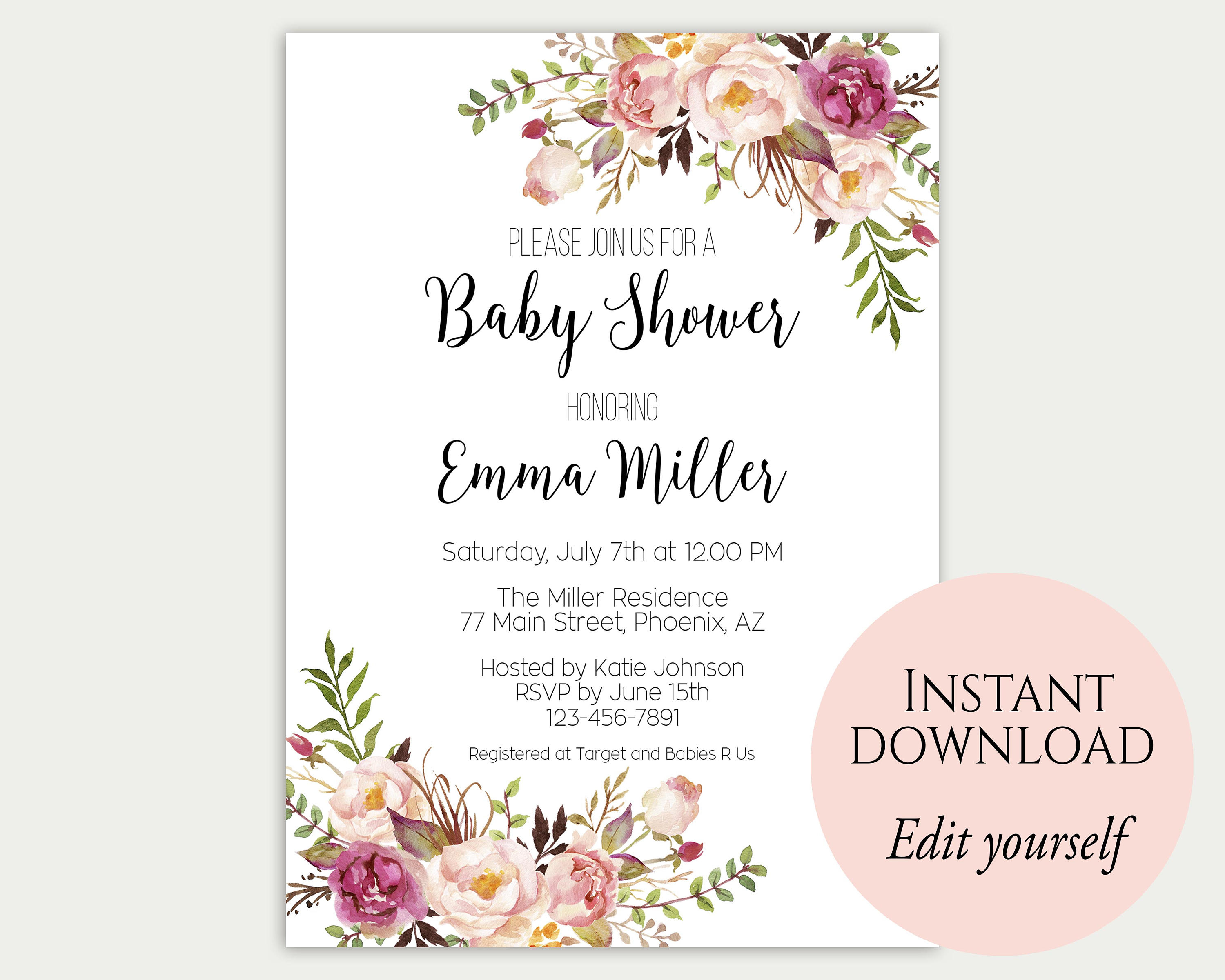 Ba Shower Invitation Template Ba Shower Invite Ba Etsy with size 3000 X 2401