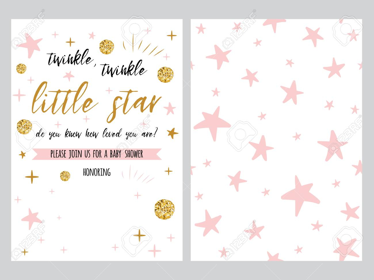Ba Shower Invitation Template Backgtround With Pink Stars throughout sizing 1300 X 975