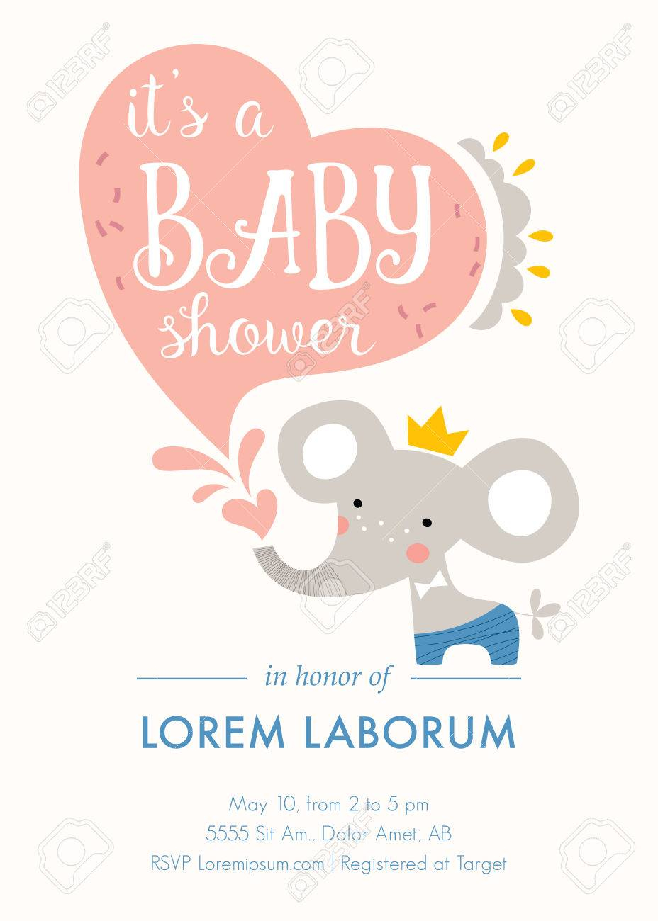 Ba Shower Invitation Template Card Design With Ba Elephant intended for dimensions 928 X 1300