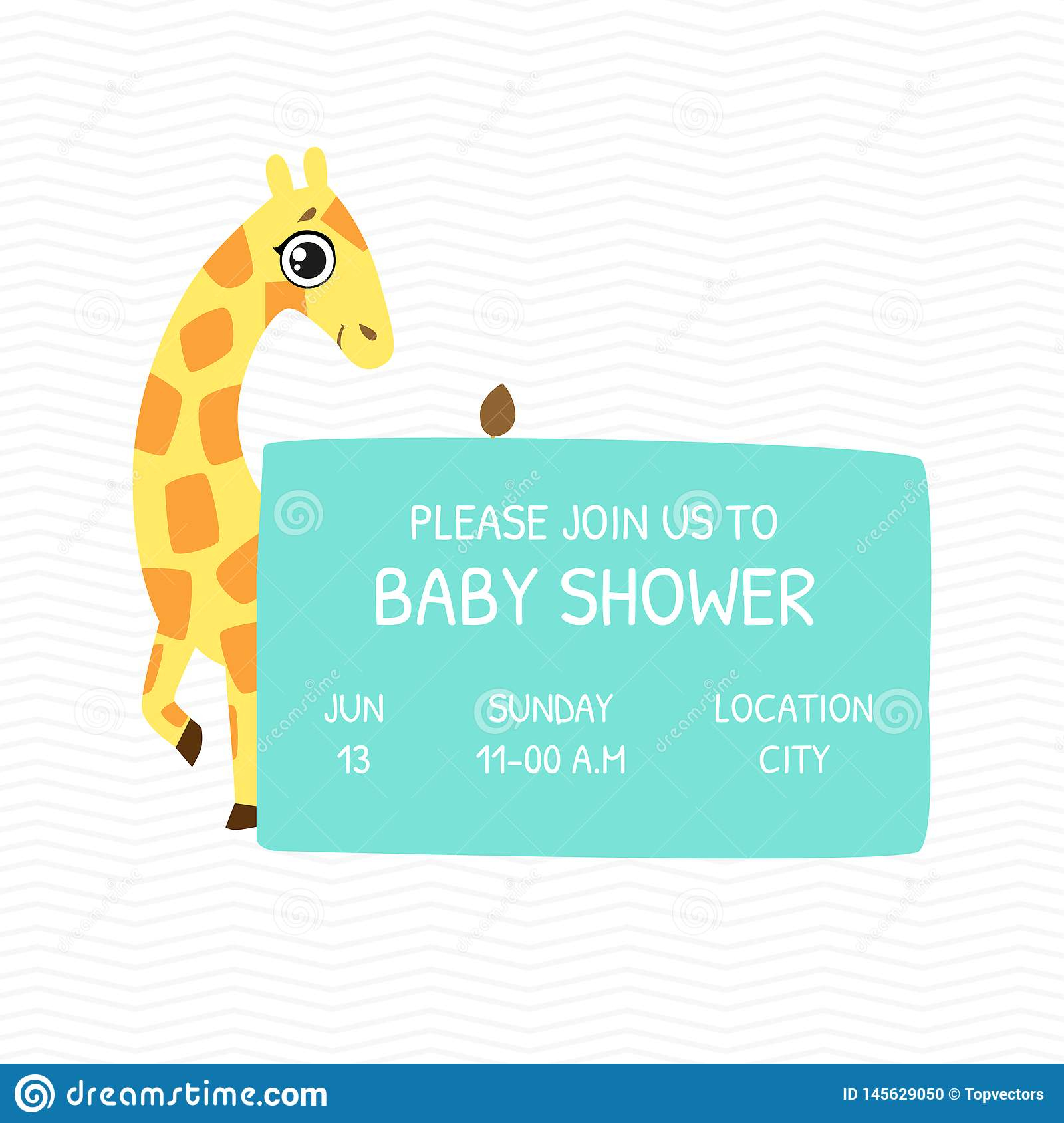 Ba Shower Invitation Template Card With Cute Giraffe And Place in measurements 1600 X 1689