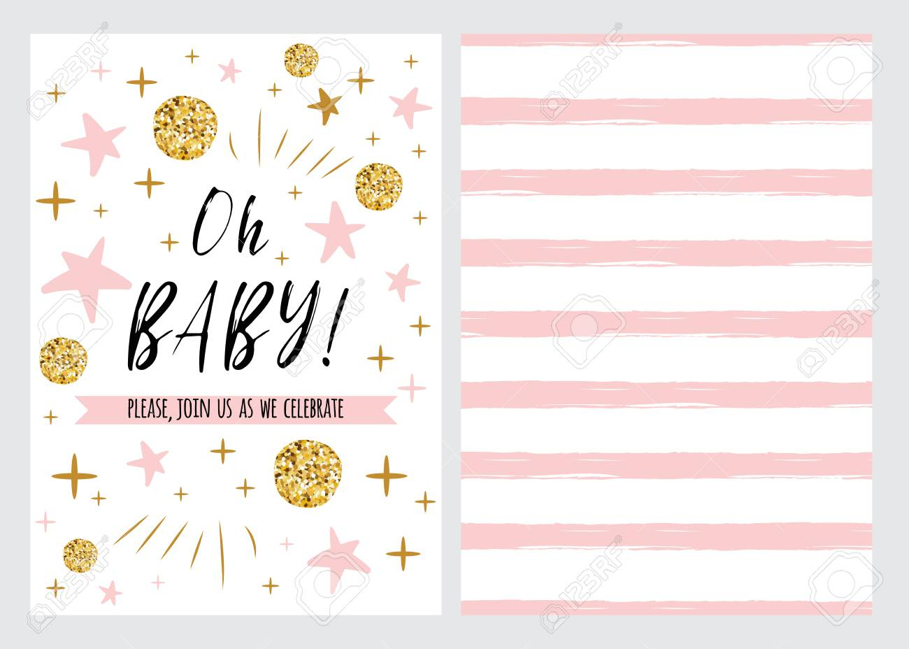 Ba Shower Invitation Template With Sparkle Gold Balls Pink in proportions 1300 X 928