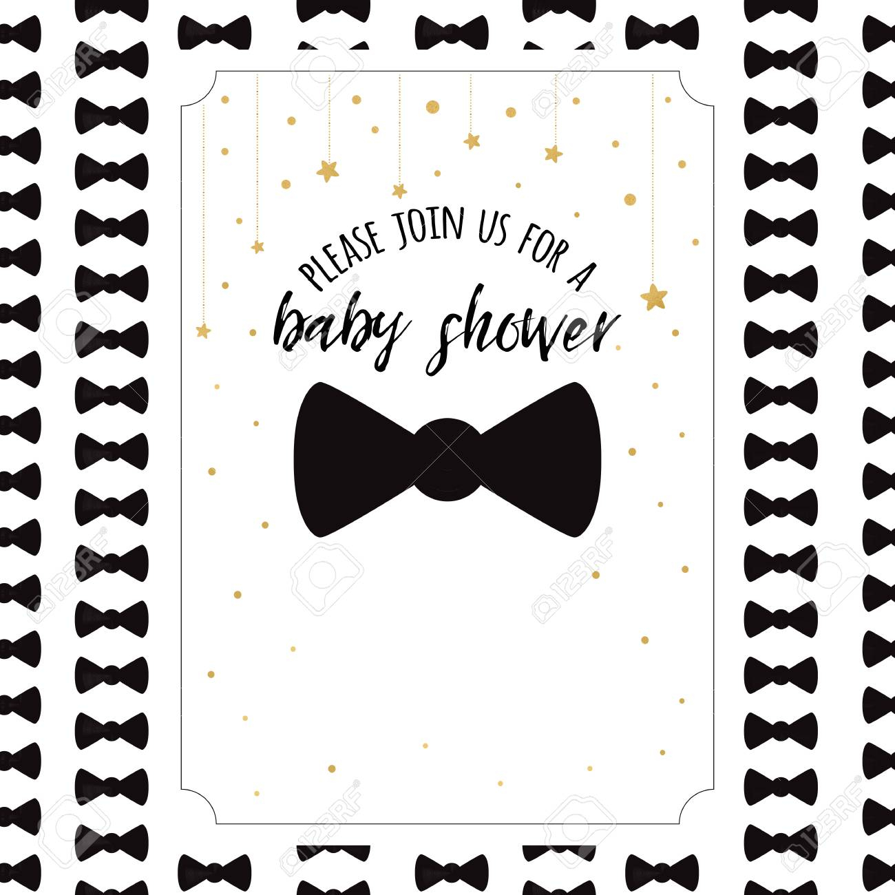 Ba Shower Invitation Template With Sparkle Golden Stars Bow pertaining to measurements 1300 X 1300