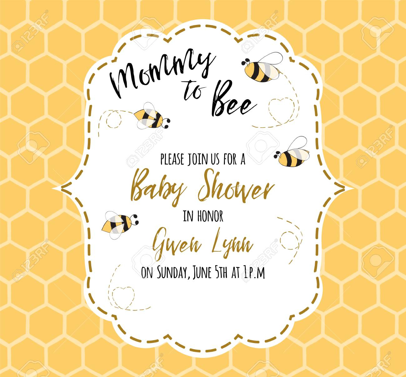 Ba Shower Invitation Template With Text Mommy To Bee Honey for size 1300 X 1209