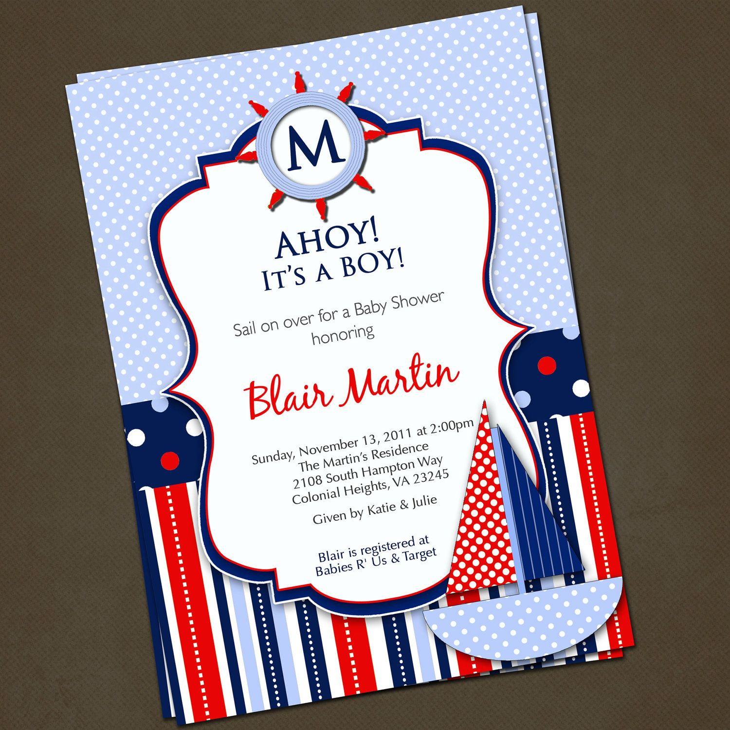 Ba Shower Invitations Ahoy Its A Boy Nautical Ba Shower throughout proportions 1500 X 1500