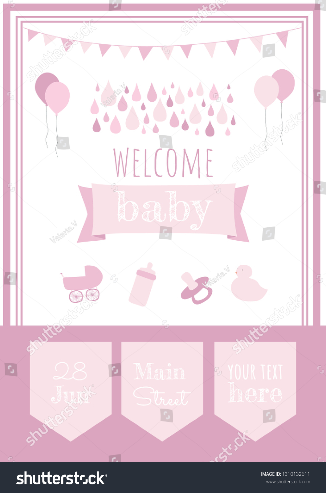 Ba Shower Party Invitation Template Welcome Stock Vector Royalty inside sizing 1058 X 1600