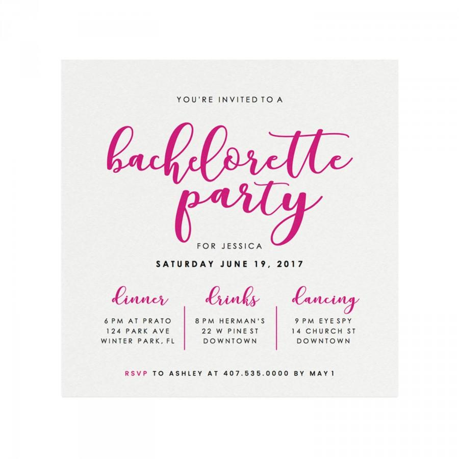 Bachelorette Party Invitation Pink Calligraphy Bachelorette Party inside size 900 X 900