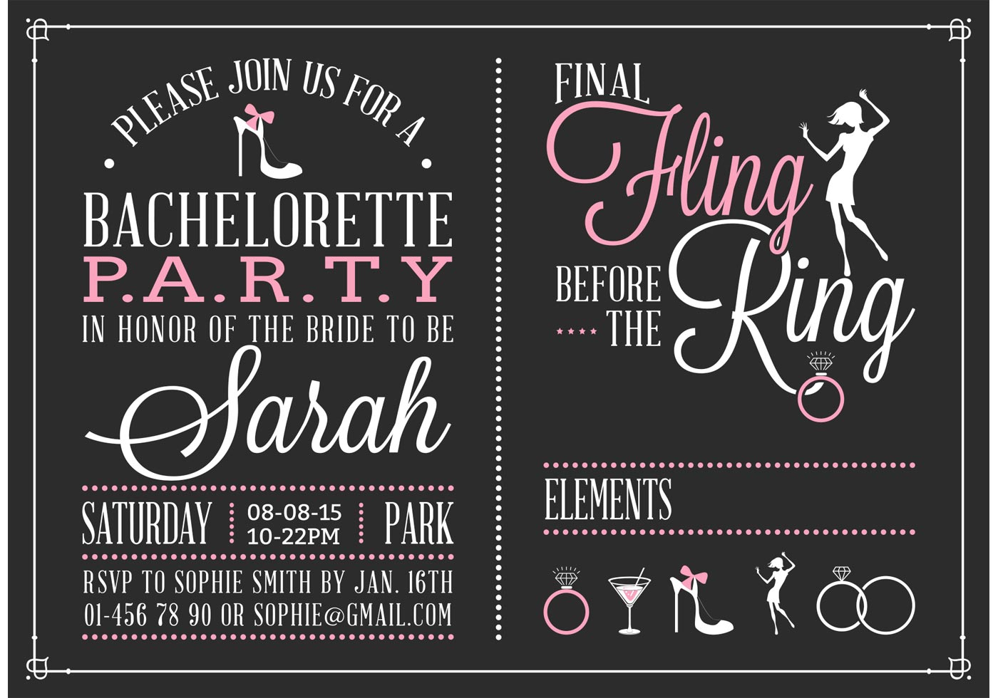 Bachelorette Party Invitation Vector Download Free Vector Art inside measurements 1400 X 980