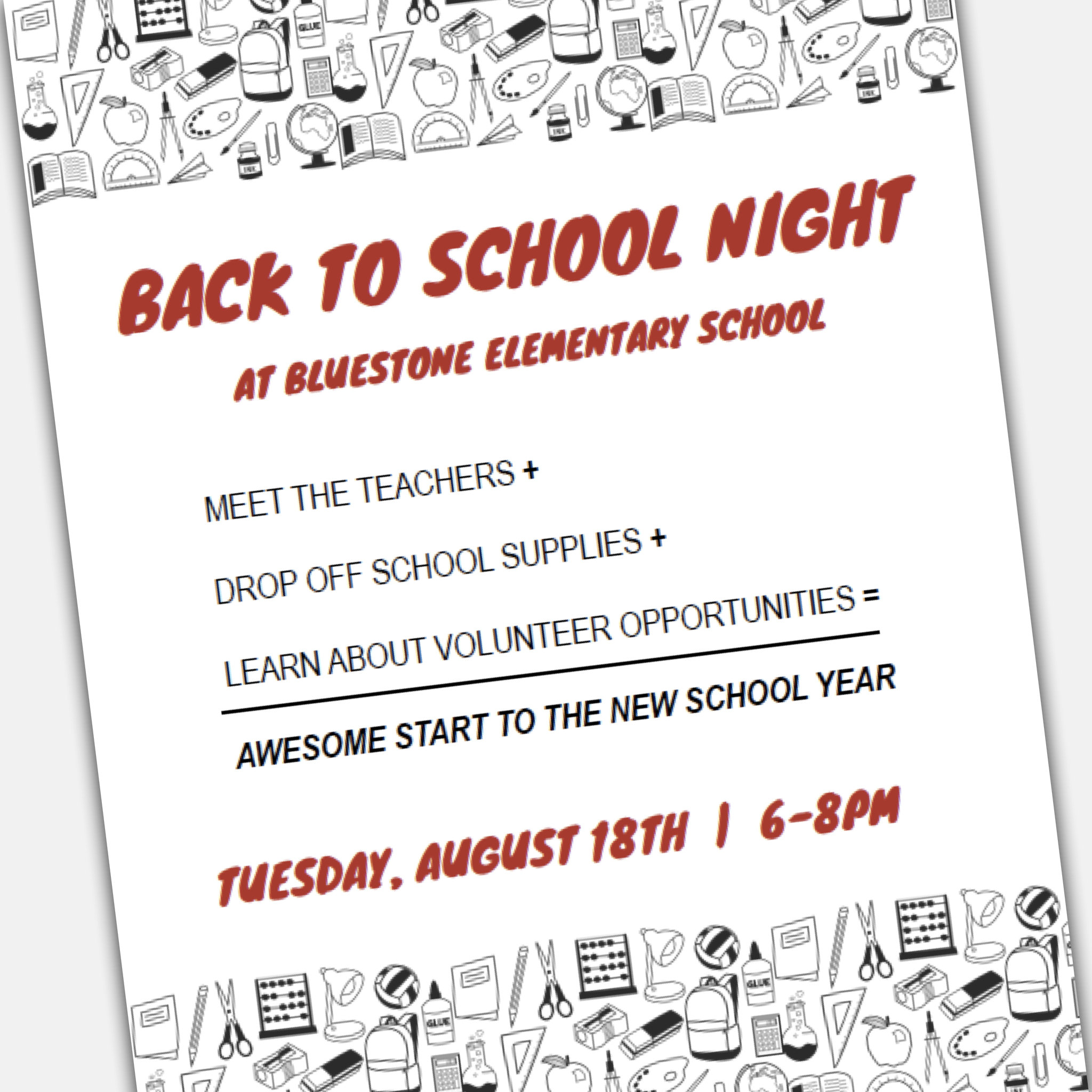 Back To School Night Flier Open House Invitation Flyer Meet Etsy regarding proportions 2048 X 2048