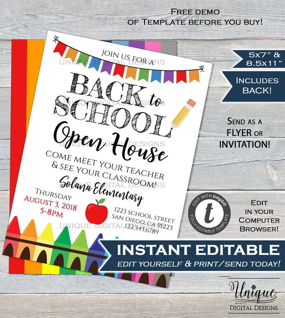 Back To School Open House Invitation Meet Your Teacher Pta Invite in proportions 918 X 1024