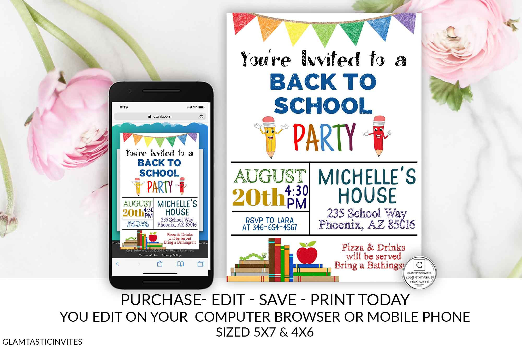 Back To School Party Invitation Template Editable Printable Etsy within proportions 2000 X 1330