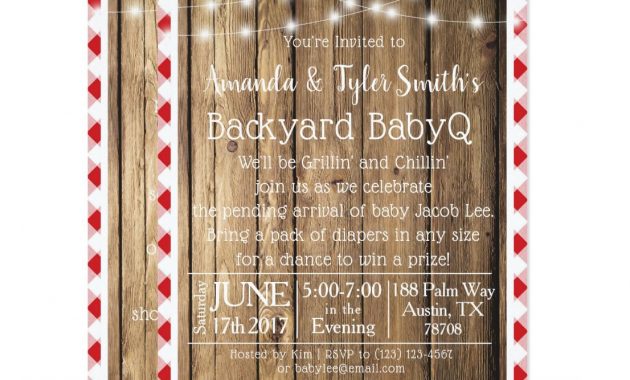 Baq Bbq Wood Rustic Red Gingham Ba Shower Invitation Zazzle for sizing 1106 X 1106