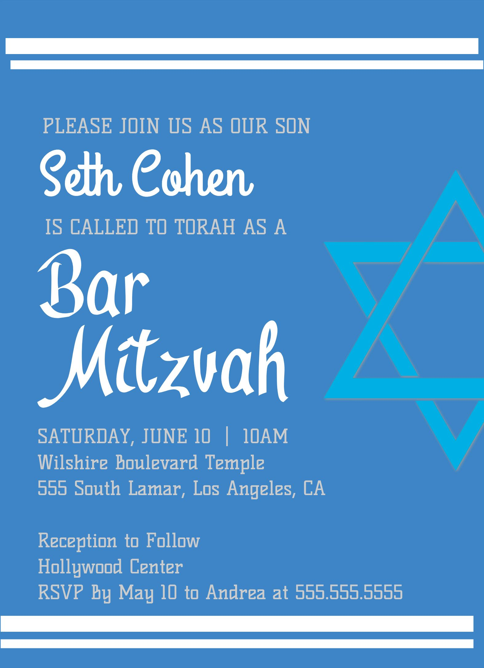 Bat Mitzvah Invitation Templates • Business Template Ideas