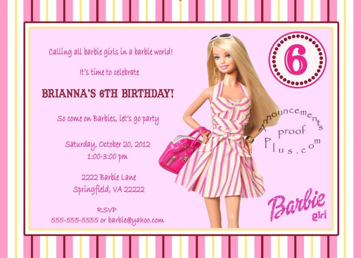 Barbie Birthday Invitation Templates Invitation To Edit And inside size 1200 X 856