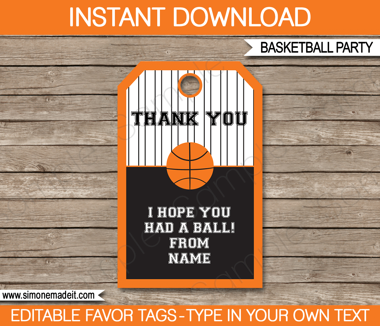 Basketball Party Favor Tags Template Thank You Tags inside measurements 1300 X 1115