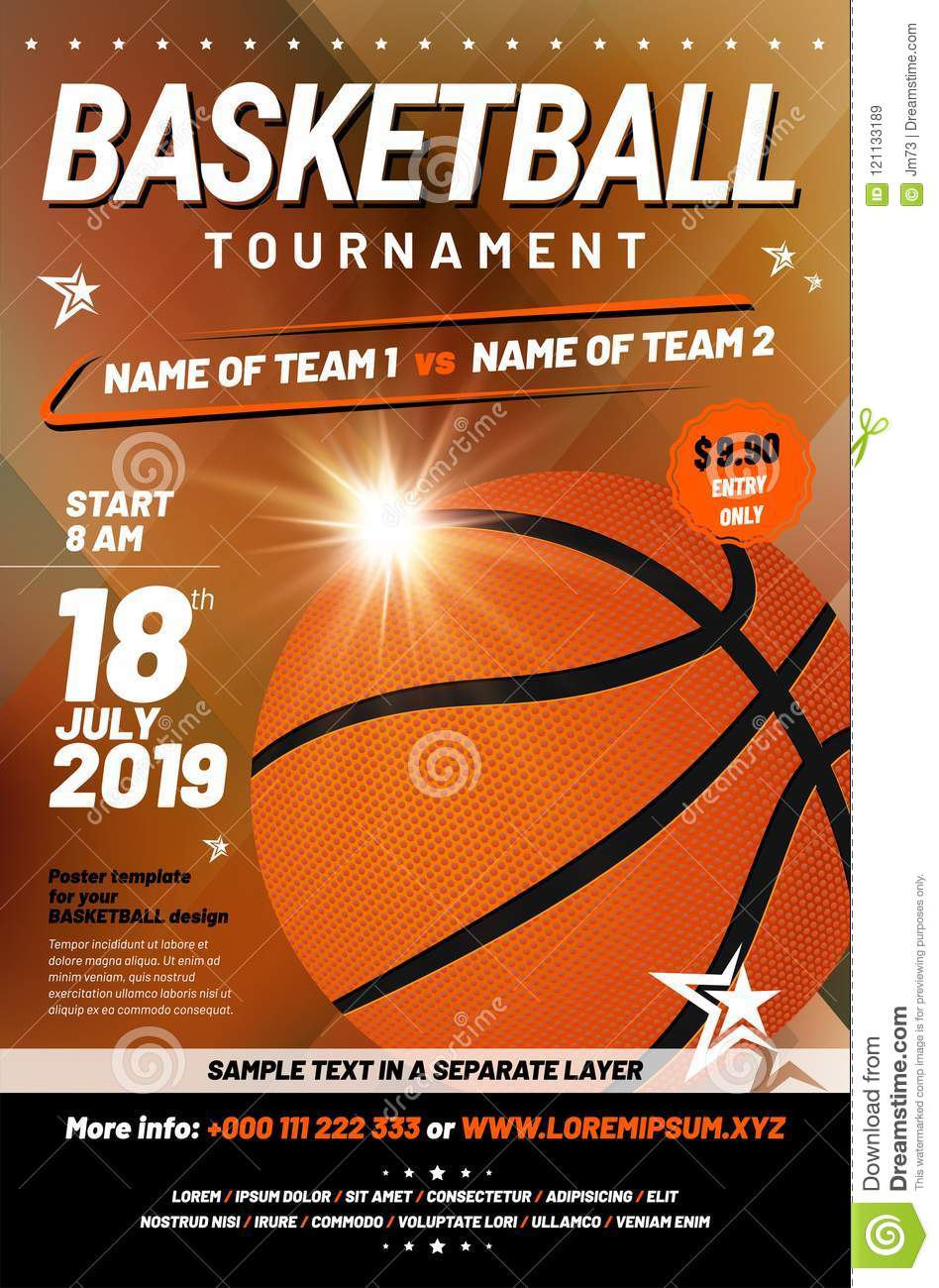 Basketball Tournament Poster Template With Sample Text Stock Vector pertaining to sizing 948 X 1300