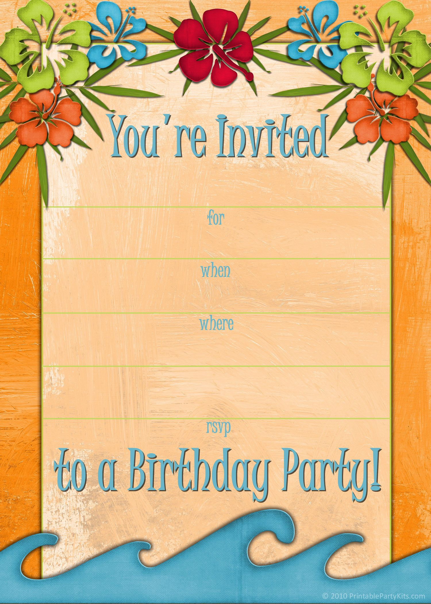 Beach Party Invitation Template Papakcmi C inside size 1500 X 2100