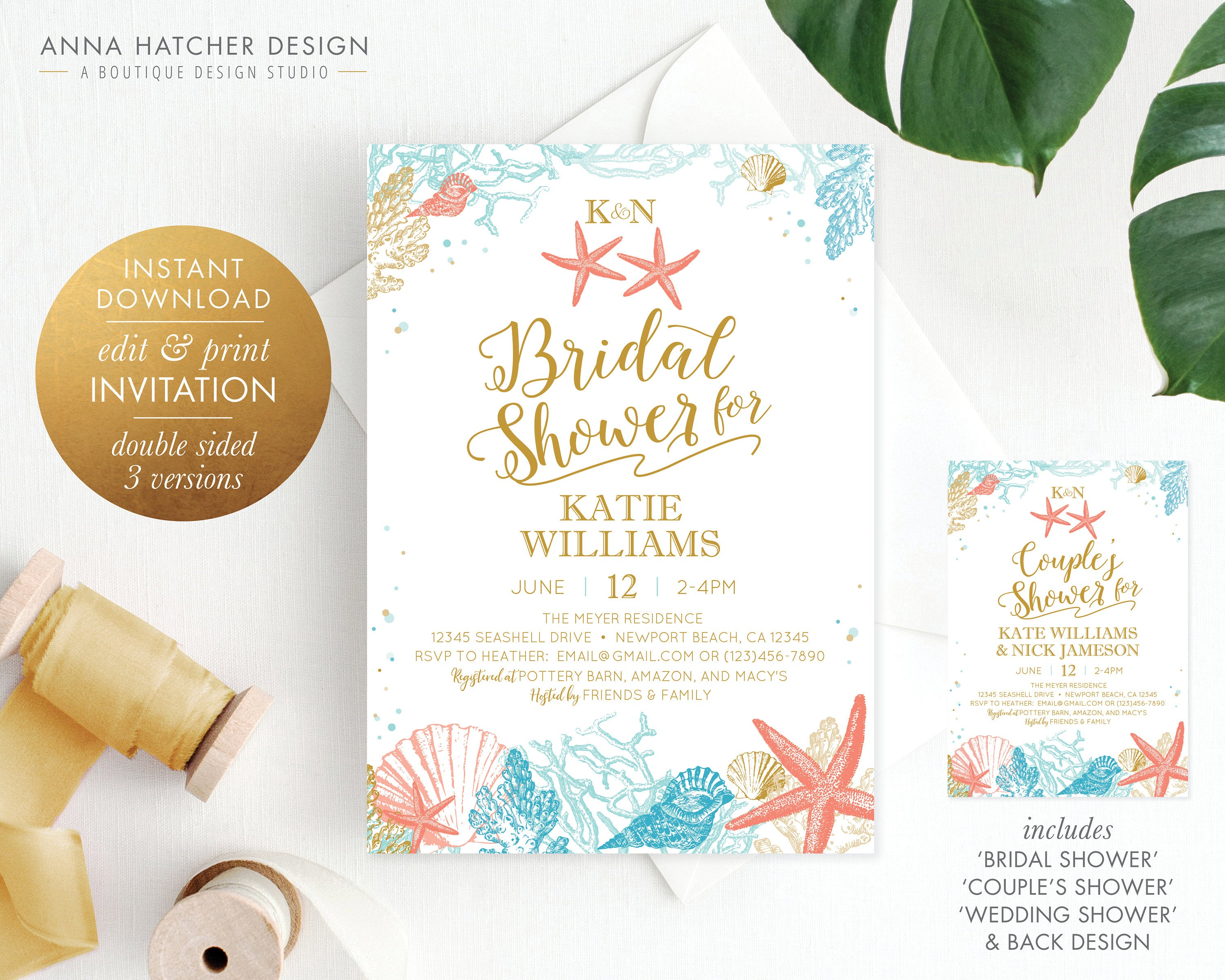 Beach Theme Bridal Shower Invitation Couples Shower Etsy pertaining to measurements 3000 X 2400