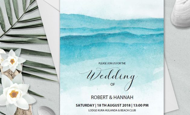 Beach Wedding Invitation Template Instant Download Editable inside size 3000 X 3000