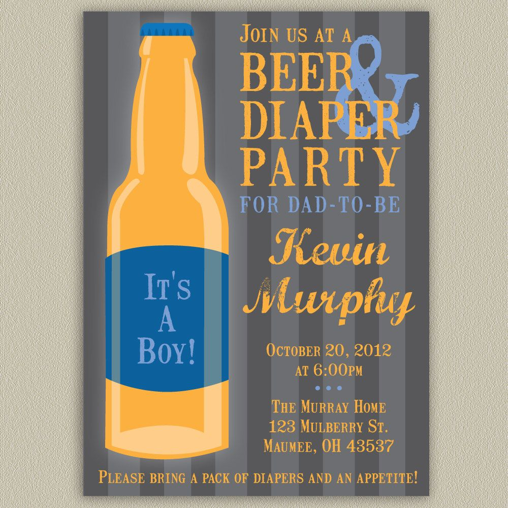 Beer And Diaper Party For Dad Printable Invitation With Color intended for sizing 1000 X 1000