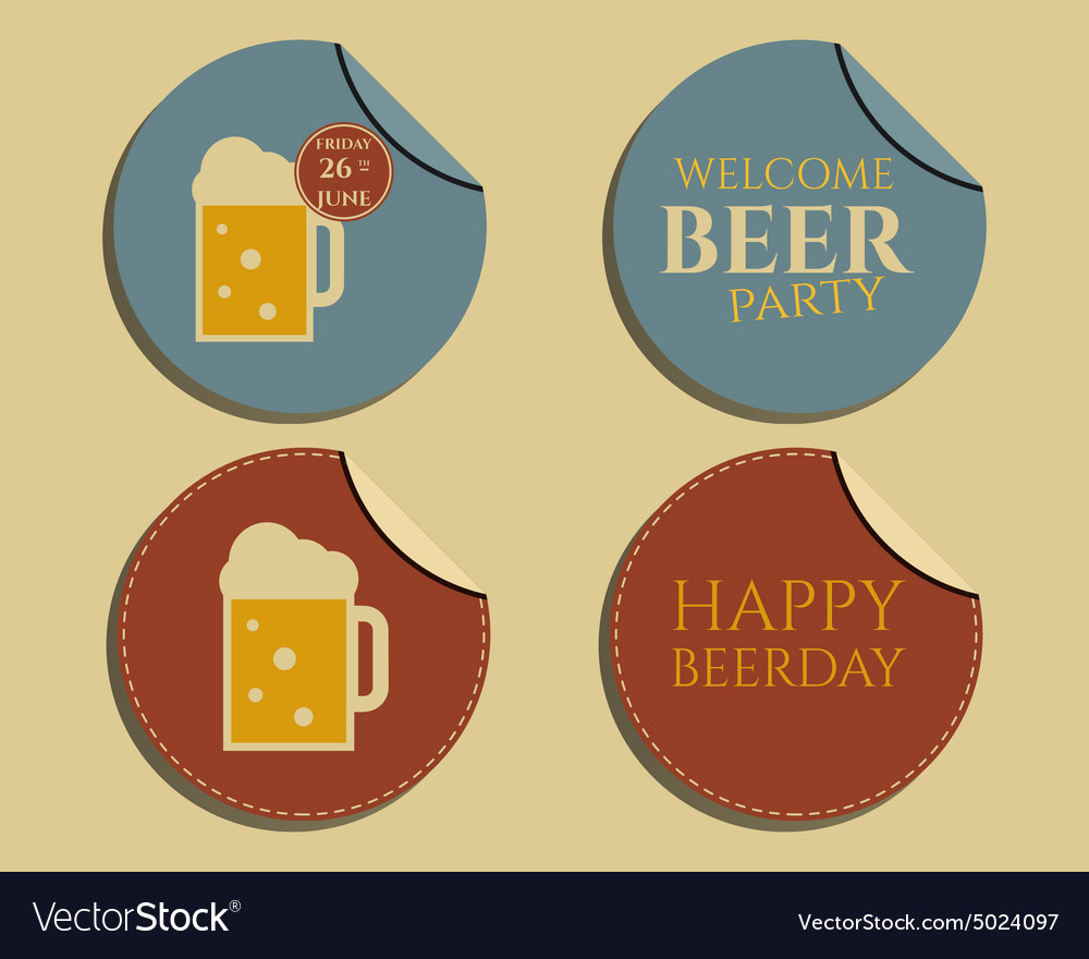 Beer Party Badges And Labels Invitation Template Vector Image for proportions 1000 X 880