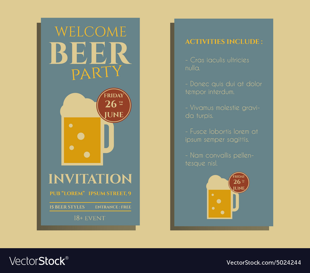 Beer Party Flyer Invitation Template With Glass Of for dimensions 1000 X 880