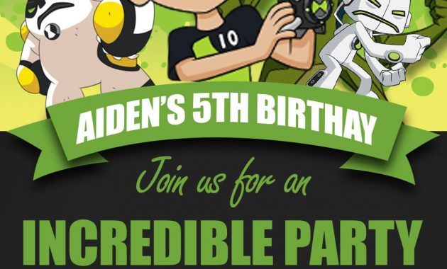 Ben 10 Birthday Invitation Party Invite Custom Digital Printable throughout size 1000 X 1400