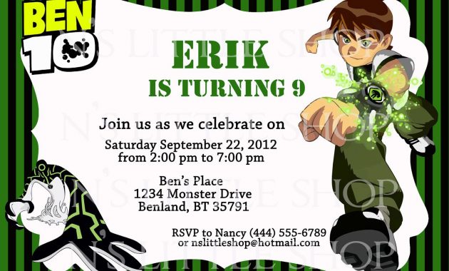 Ben 10 Inspired Birthday Invitation Card Party Ideas Ben 10 Ben intended for dimensions 1500 X 1000