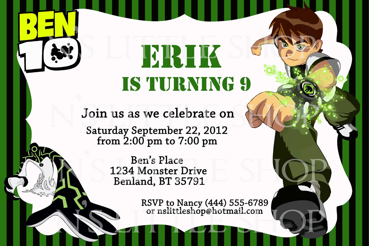 Ben 10 Inspired Birthday Invitation Card Party Ideas Ben 10 Ben intended for dimensions 1500 X 1000