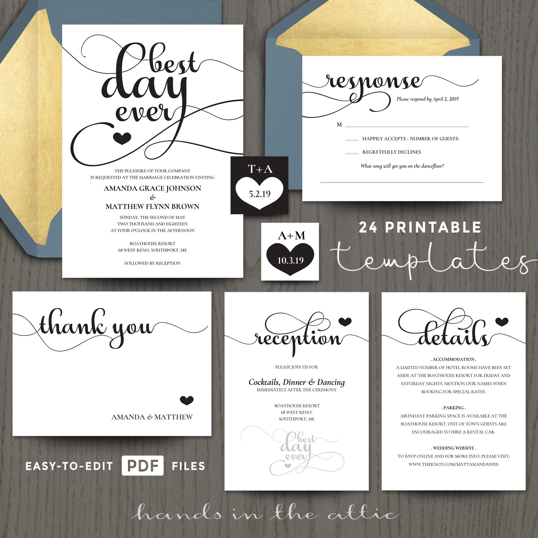 Best Day Ever Wedding Invitation Templates Hands In The Attic regarding size 2147 X 2147