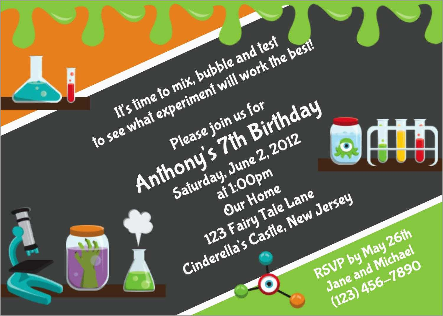 Best Of Free Science Birthday Party Invitation Templates Best Of with regard to sizing 1500 X 1071