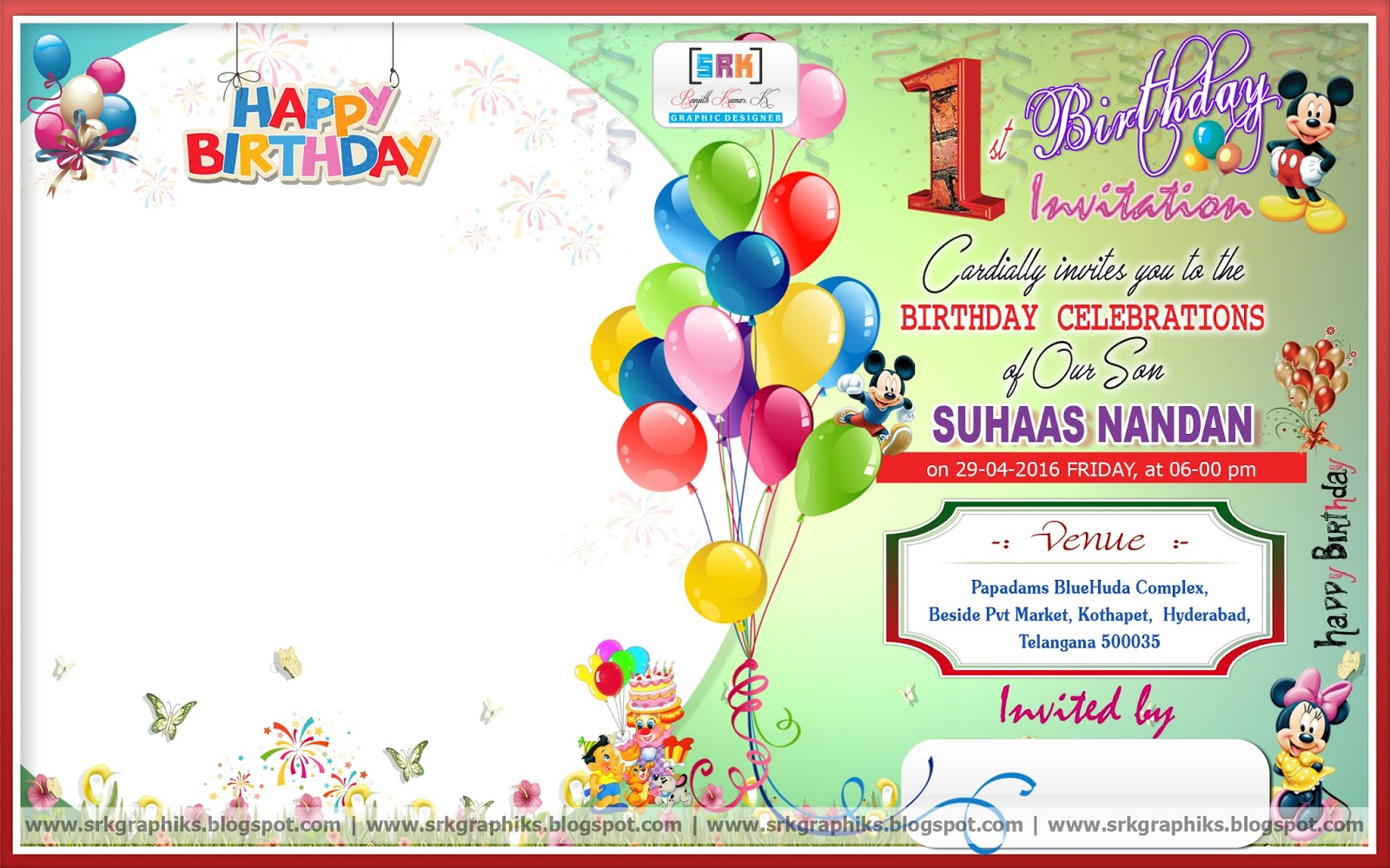 Birthday Invitation Card Template Psd Invitation Templates Free in sizing 1600 X 1000