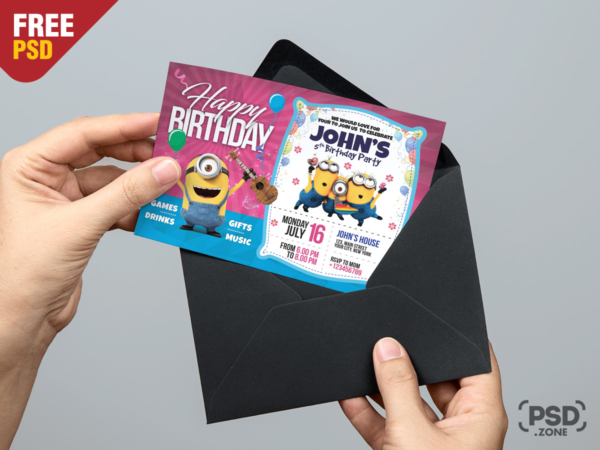 Birthday Invitation Card Template Psd Psd Zone Dribbble Dribbble throughout dimensions 1200 X 900