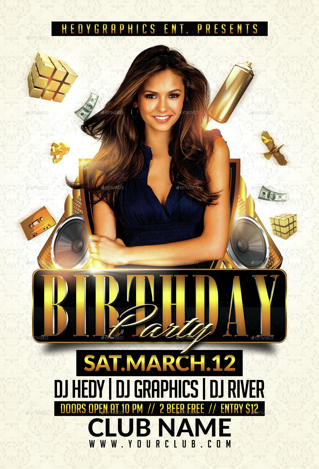 Birthday Party Flyer Template Free Download Bash Invitation with sizing 1275 X 1875