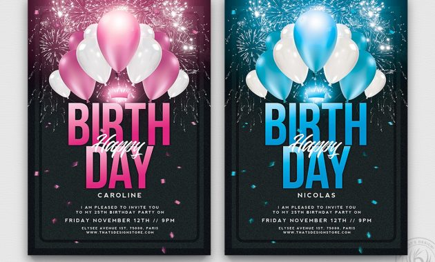 Birthday Party Invitations Flyer Template Anniversary Psd Photoshop regarding sizing 1160 X 772