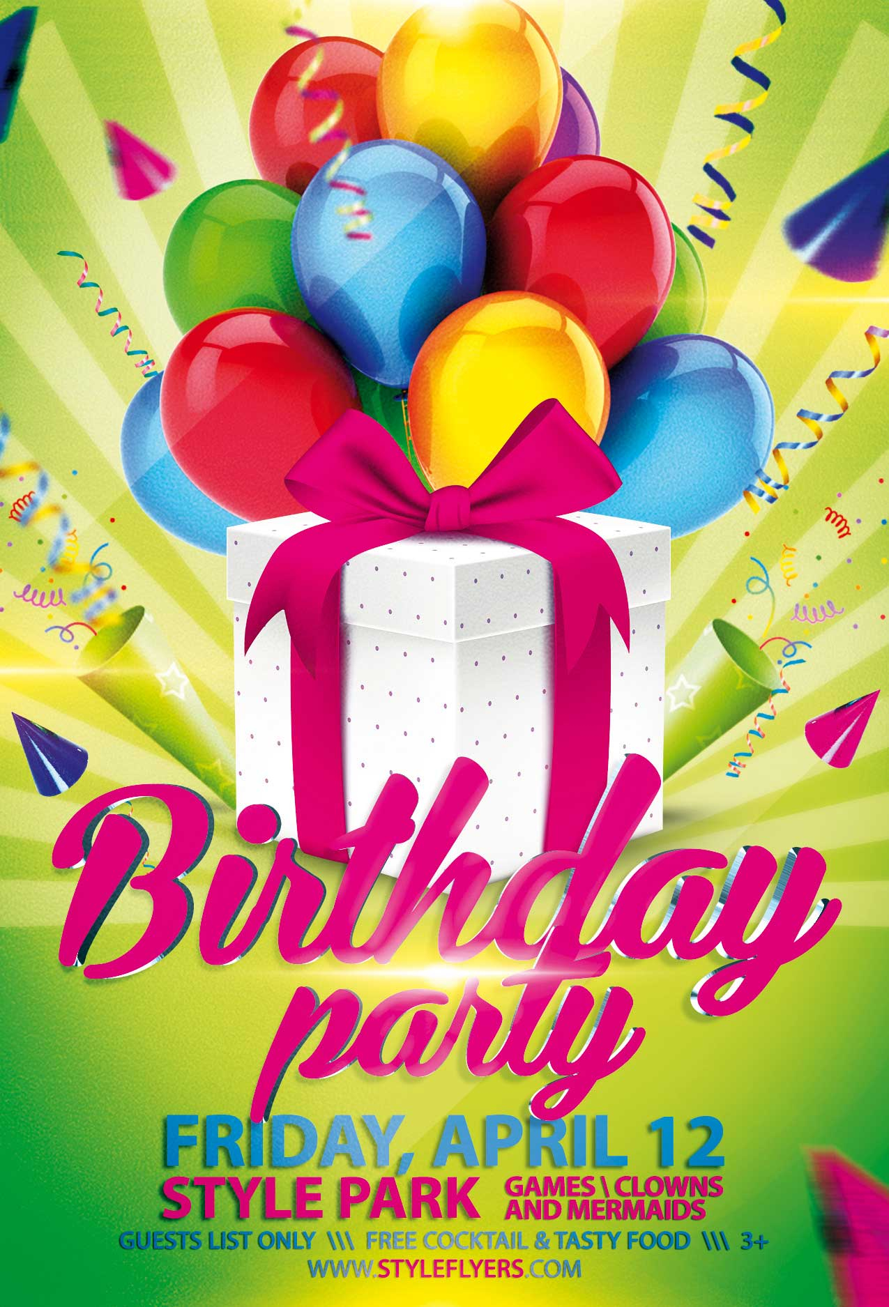 Birthday Party Psd Flyer Template With Animated Fully Editable regarding dimensions 1275 X 1875