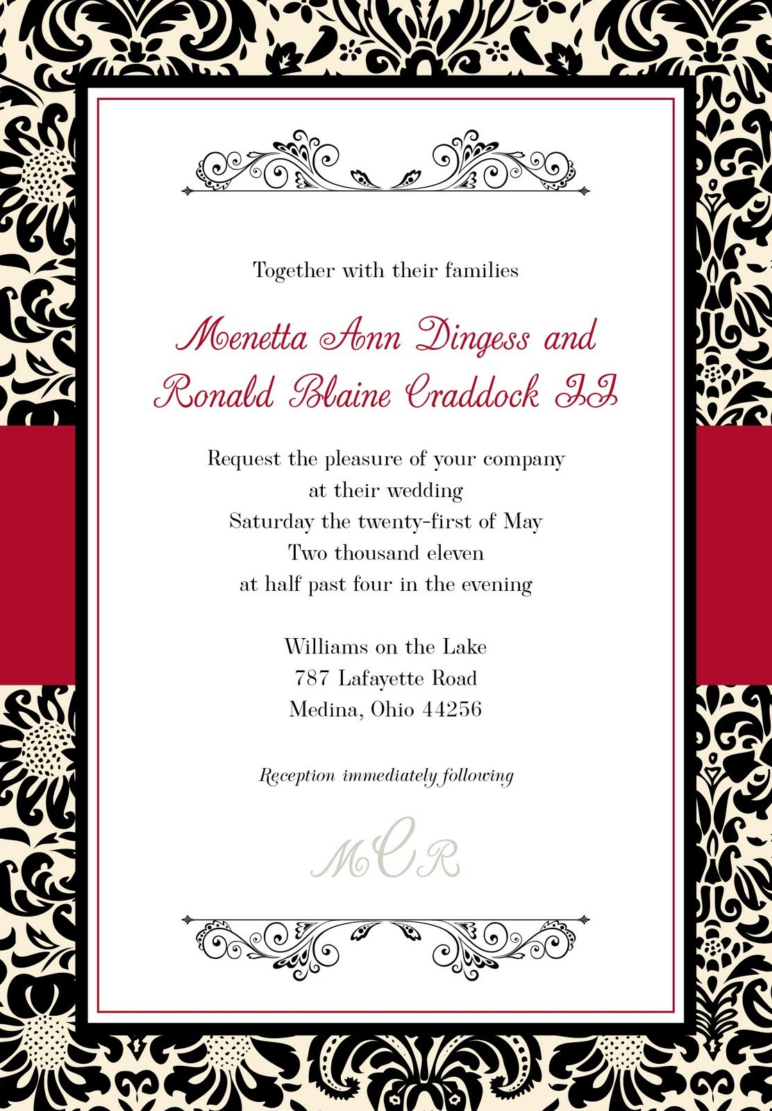 Black And Red Wedding Invitations Template Cdv79xge Corrie In 2019 within measurements 1112 X 1600