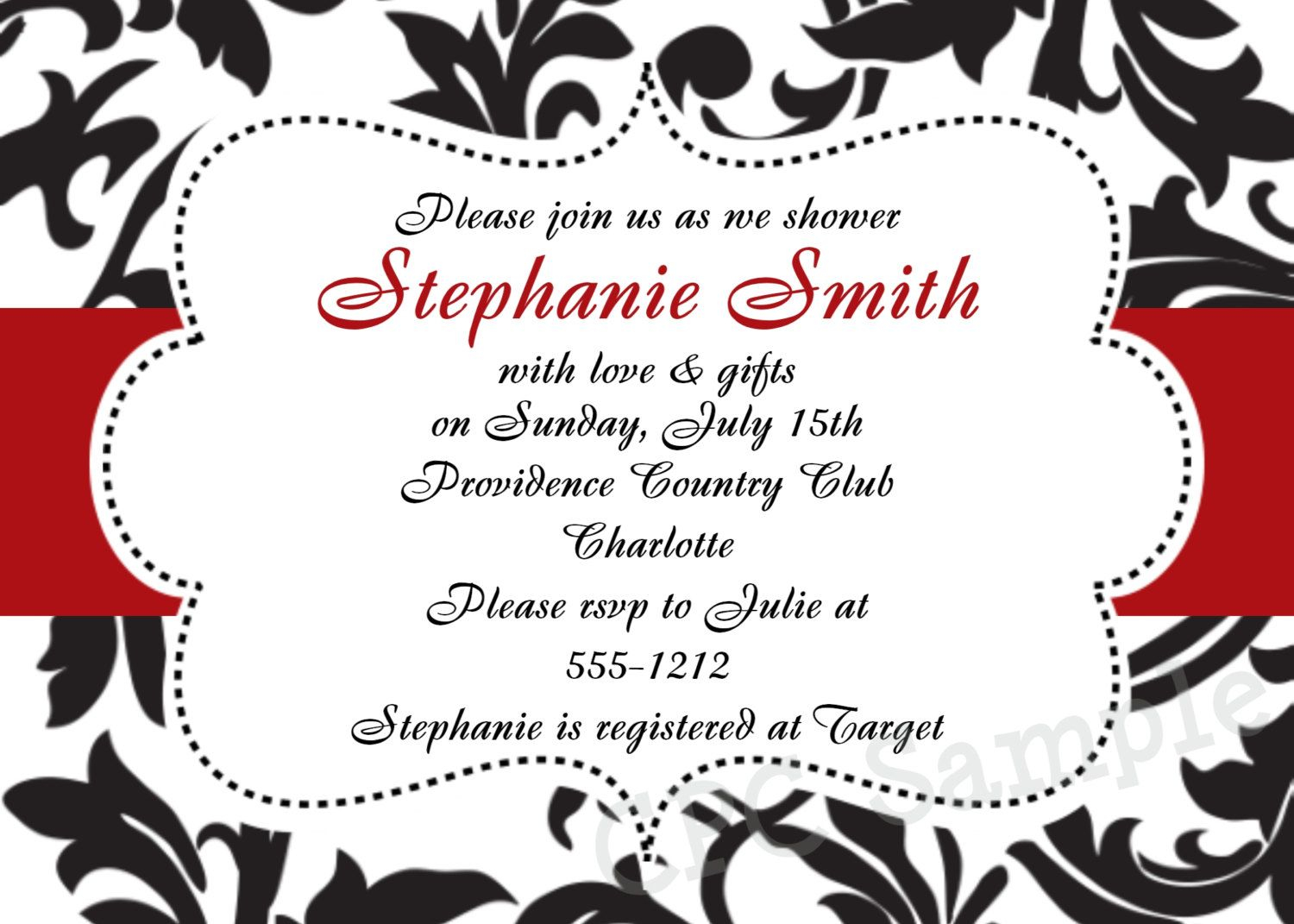 Black And White Damask Wedding Shower Invitation Black And White with regard to size 1500 X 1071