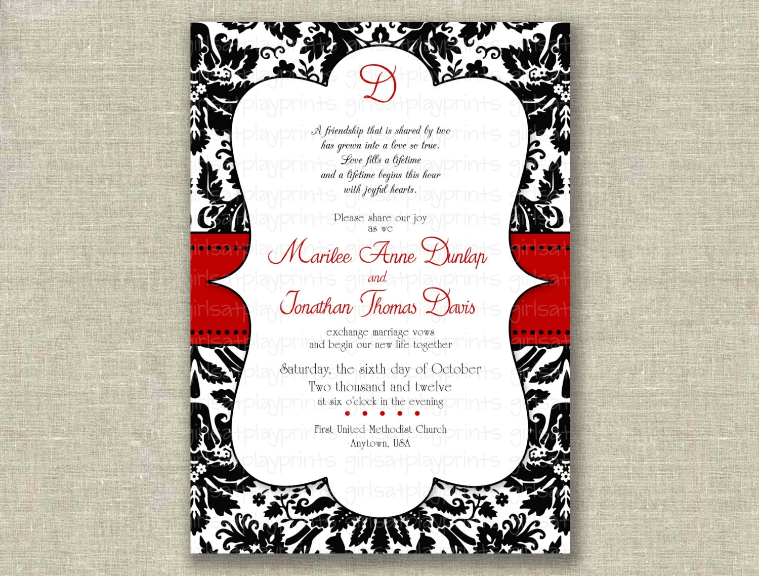 Black And White Wedding Invitations Templates Red And Black regarding size 1500 X 1138